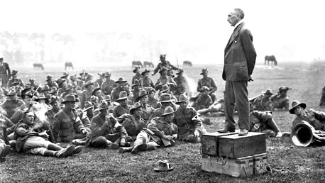Billy Hughes addressing the troops
