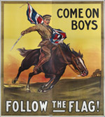 ['Come on boys: Follow the flag.' An old military poster]